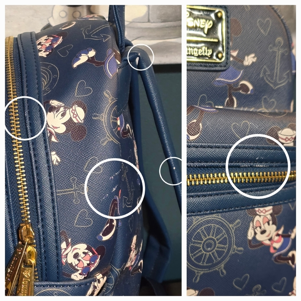 Loungefly ❤️ Logo Disney Cruise Line Sailor Minnie Mouse Backpack and Wallet - Picture 9 of 12